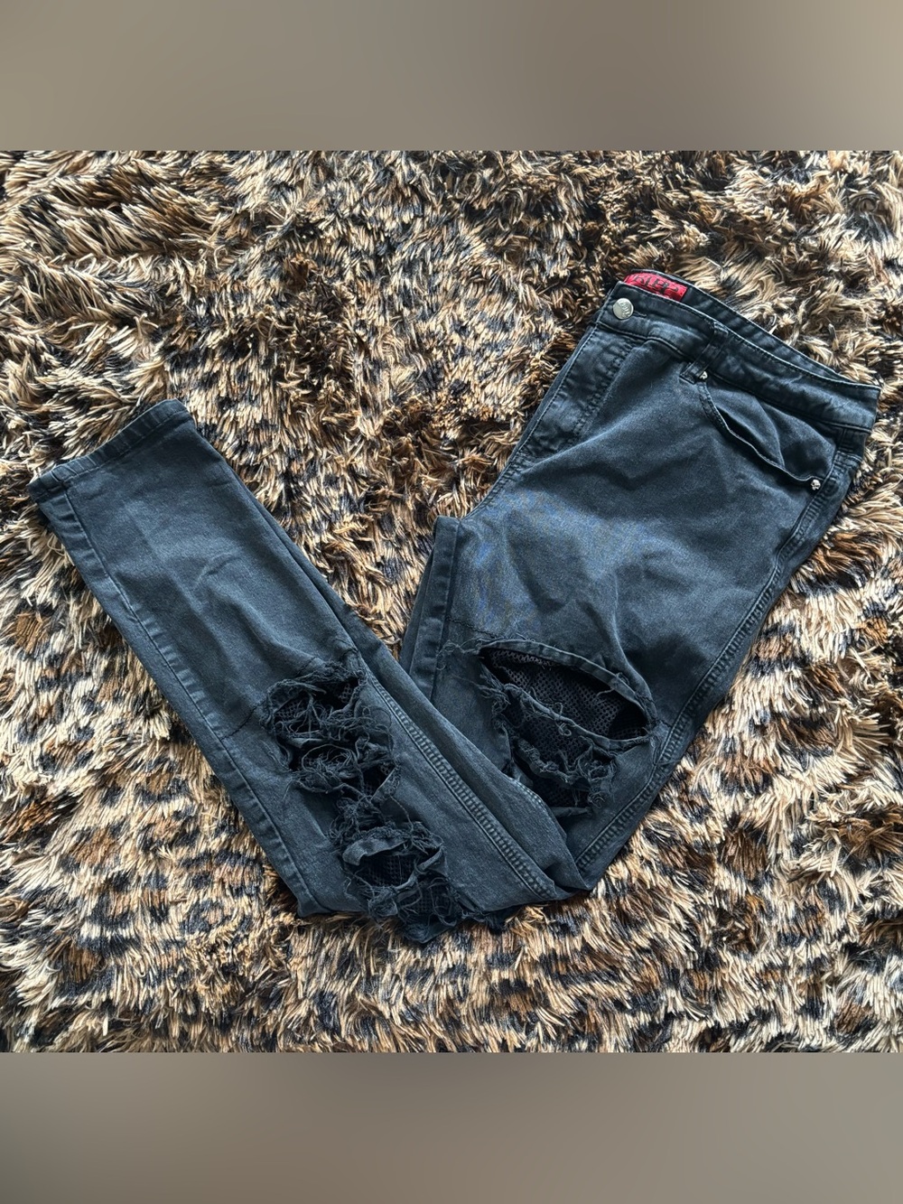 TRIPP NYC High-Waisted Black Distressed Ripped Skinny Jeans - Picture 2 of 5